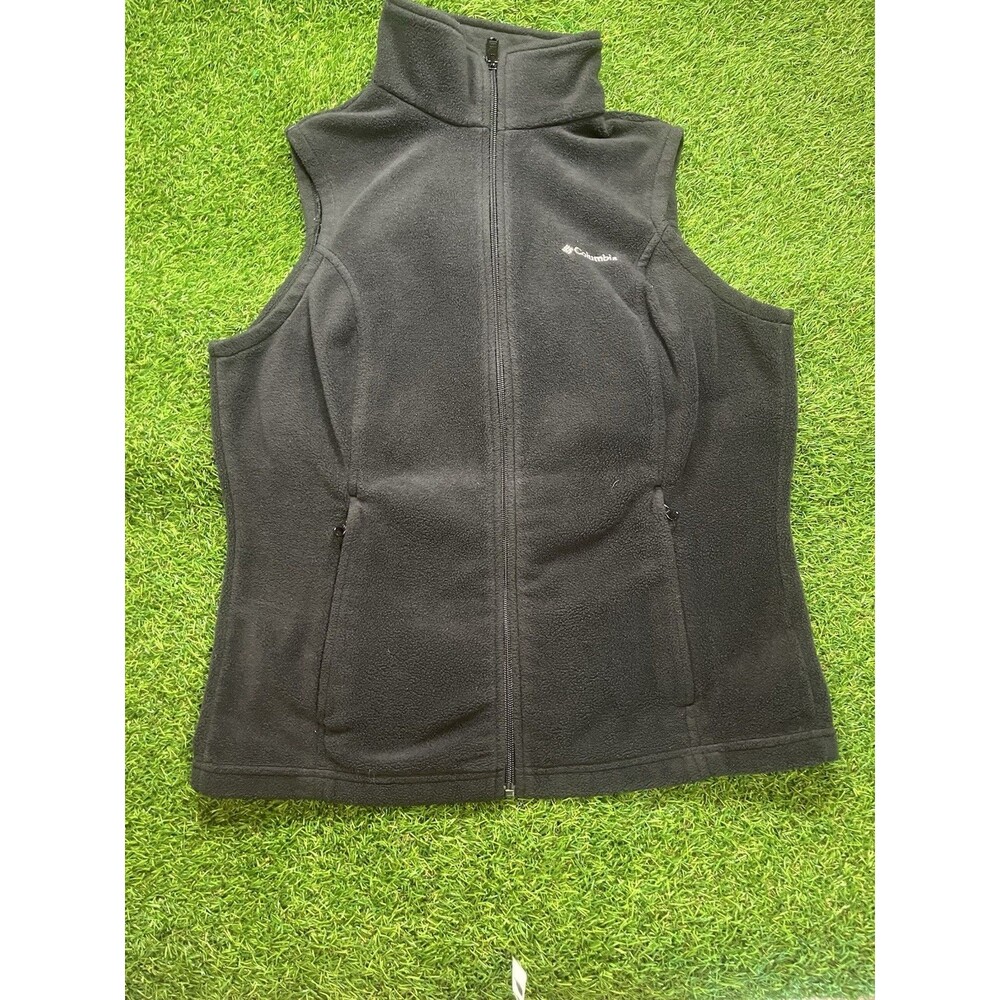 Columbia Black Fleece Full Zip Vest Women’s Large Sleeveless Zip Up Jacket